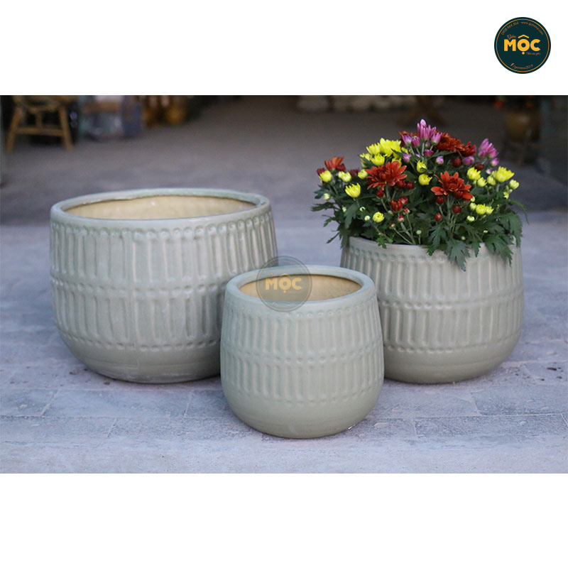 Mờ | 3744 Chậu ID Bầu Đáy Khía 28x28x22 M26